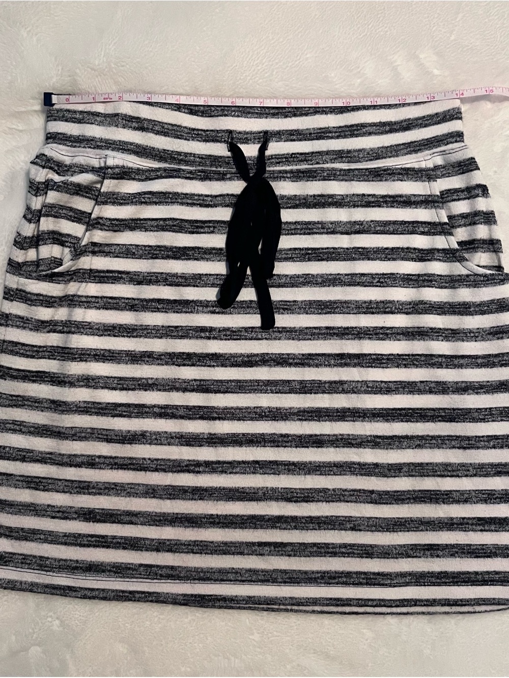 Market & Spruce Black and White Striped Drawstring Mini Skirt